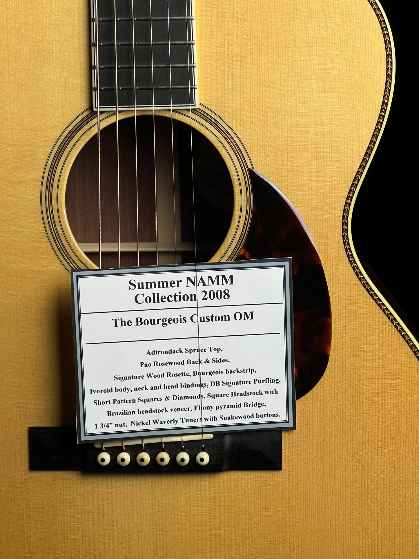 Bourgeois Custom OM Summer NAMM 2008 Collection Adirondack Spruce / Pao Rosewood Acoustic Guitar - Consignment