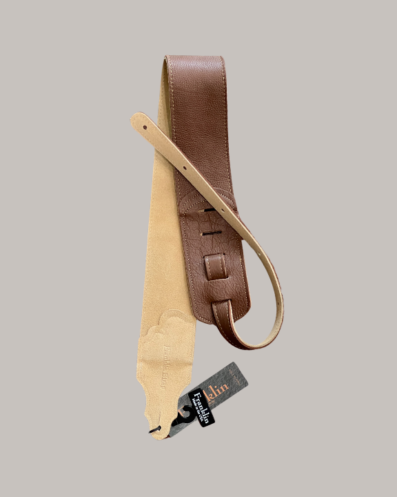 Franklin Strap Original Natural Glove Leather Guitar Strap - 3" Caramel with Gold Stitching