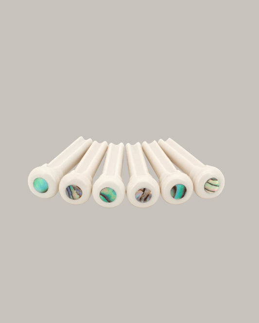 TUSQ Bridge Pins White with 4mm Mother of Pearl Dot Inlay